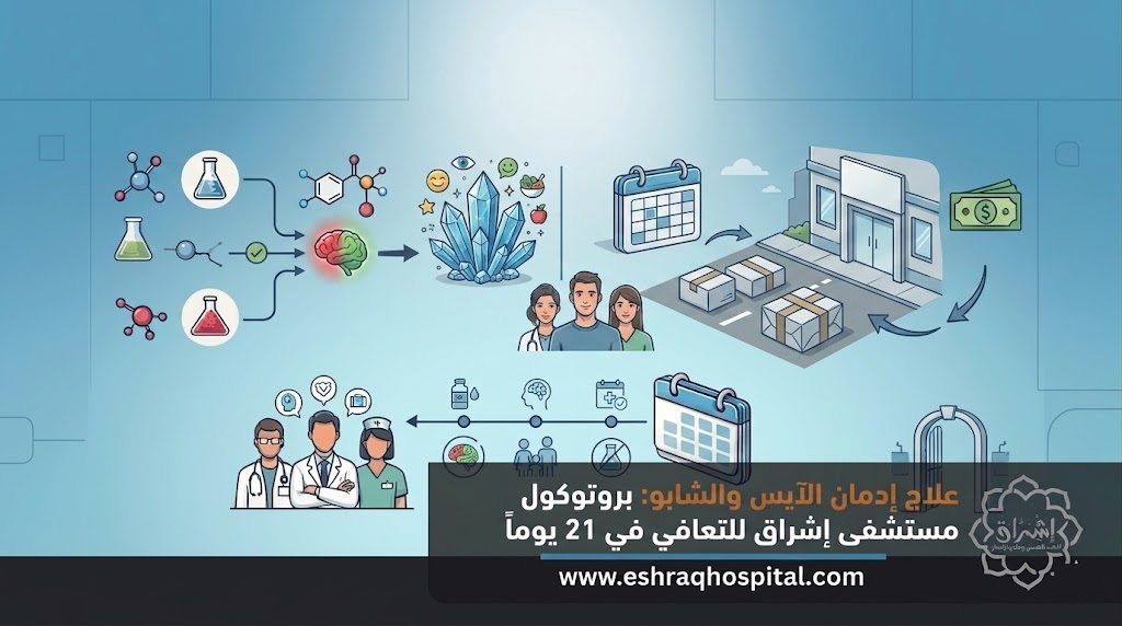 علاج إدمان الآيس والشابو: بروتوكول مستشفى إشراق للتعافي في 21 يوماً علاج إدمان الآيس والشابو: بروتوكول مستشفى إشراق للتعافي في 21 يوماً