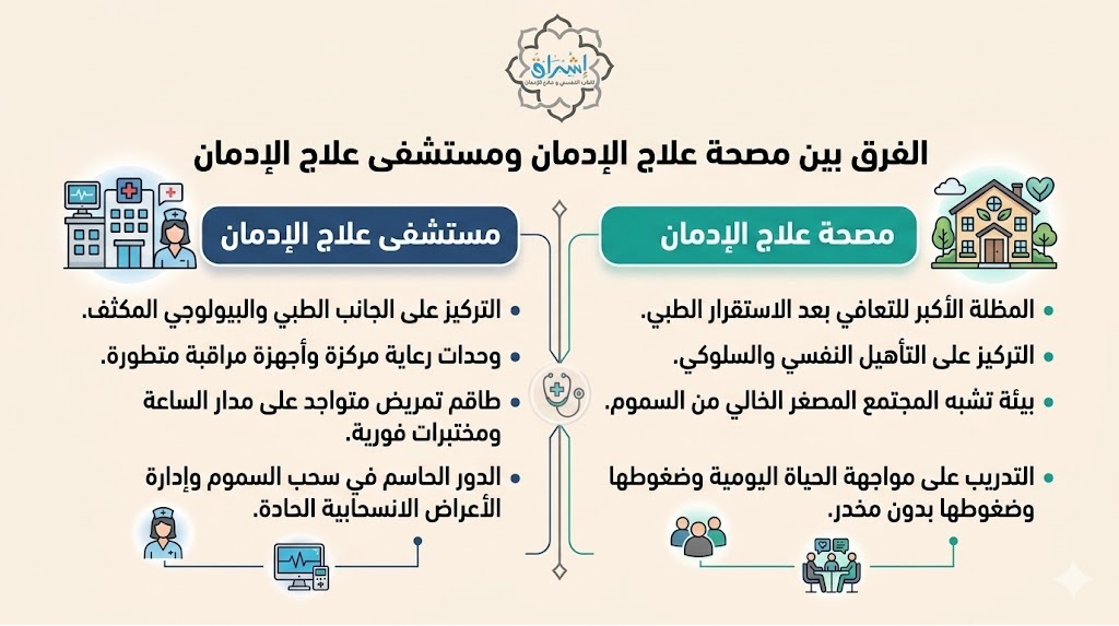 الفرق بين مصحة علاج الإدمان ومستشفى علاج الإدمان الفرق بين مصحة علاج الإدمان ومستشفى علاج الإدمان