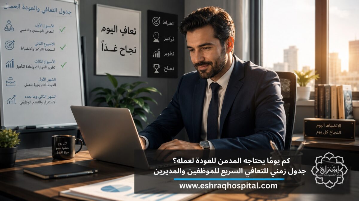 كم يوماً يحتاجه المدمن للعودة لعمله؟ جدول زمني للتعافي السريع للموظفين والمديرين